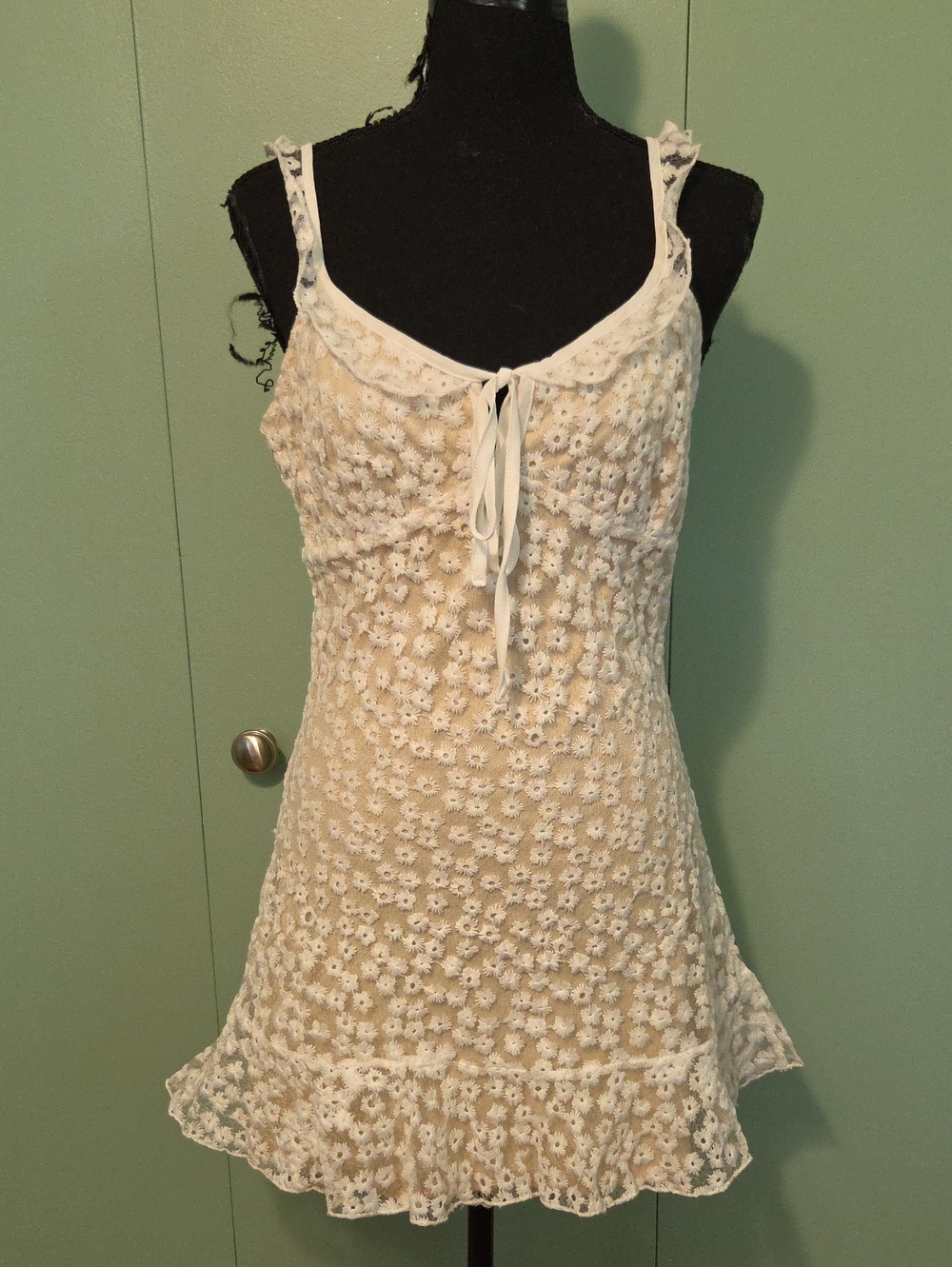 Lulus White Floral Mesh Lined Dress Size Small